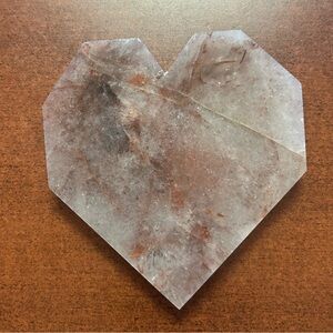 Hematoid Quartz Heart Crystal Set Chakra Stones With Stand Healing Crystal